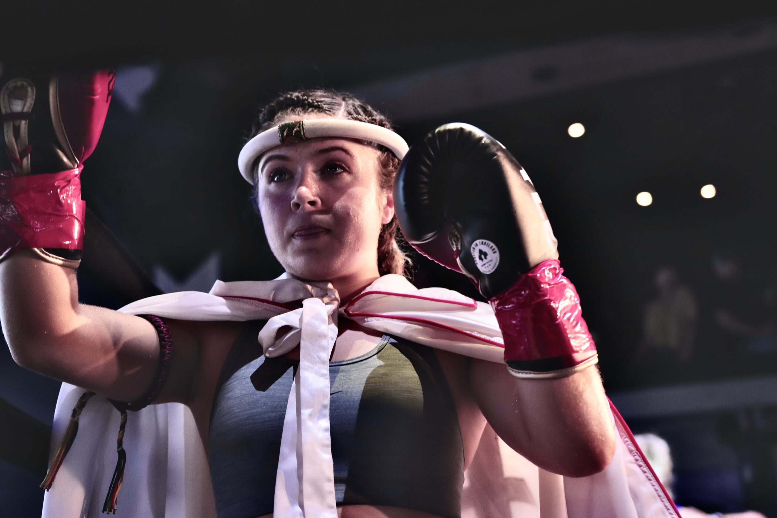 A fighter seals the ring before fighting at warrior's Cup in New York